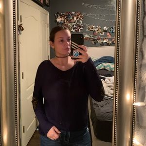 Sequin Elbow Patch Top